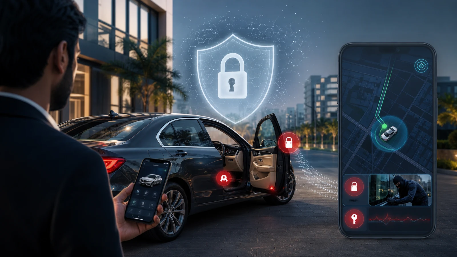 Phoenix Secure car safety visual with anti-theft GPS tracking and vehicle security alerts
