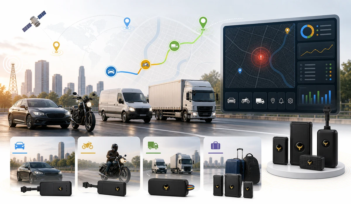 Phoenix Secure multiple tracker categories visual for cars, bikes, fleets and portable use
