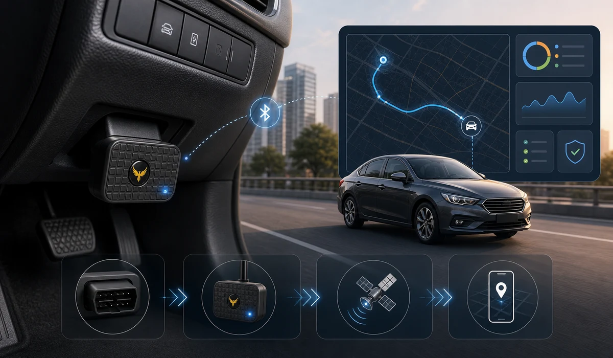 Plug-and-play OBD GPS tracking category visual