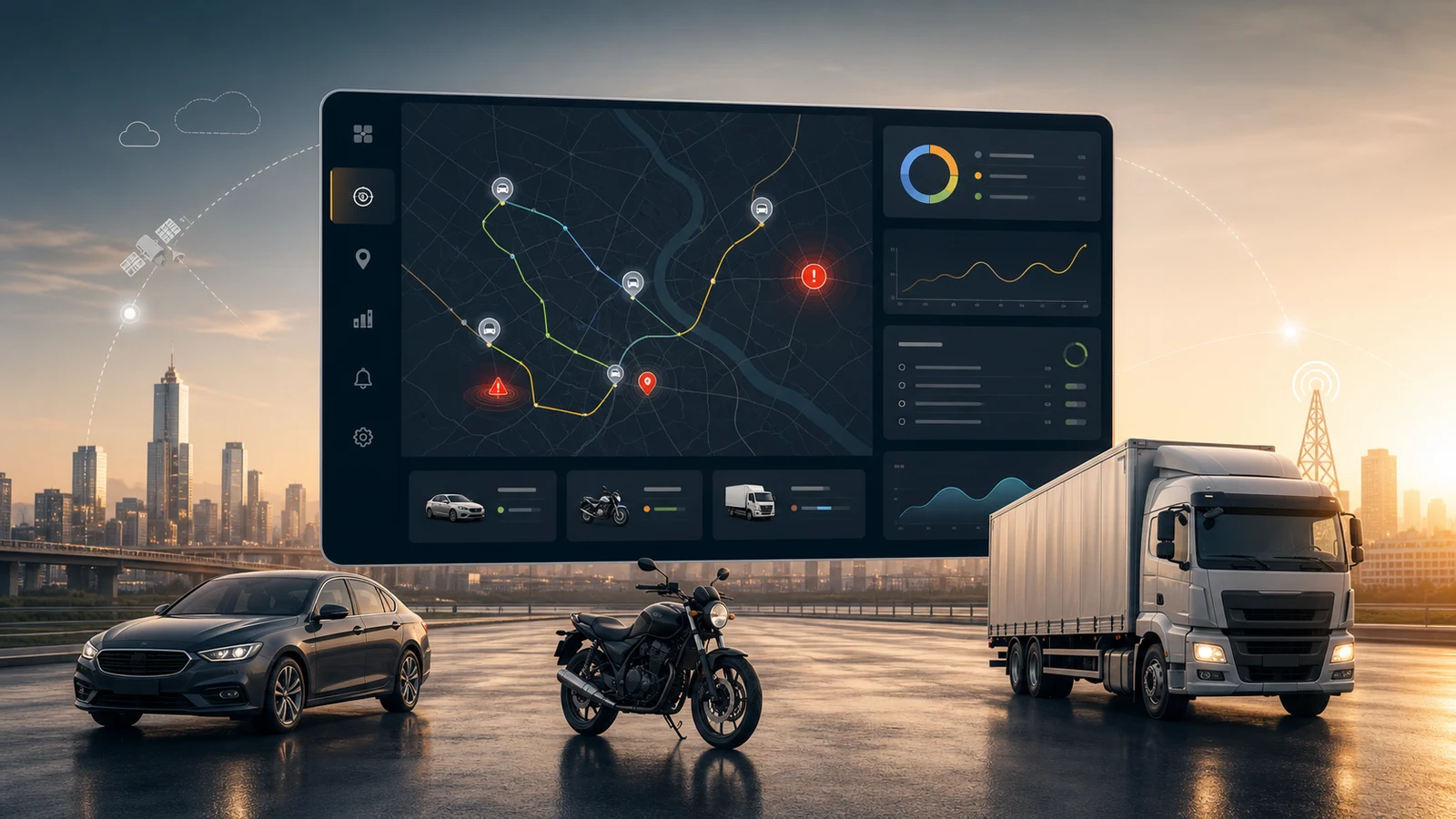 Phoenix Secure GPS tracker catalogue visual showing fleet visibility, route tracking and vehicle monitoring